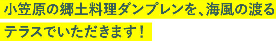 小笠原の郷土料理ダンプレンを、海風の渡るテラスでいただきます！