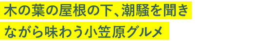 木の葉の屋根の下、潮騒を聞きながら味わう小笠原グルメ