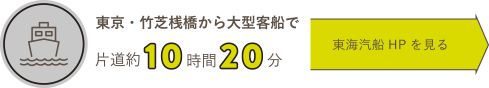 東京・竹芝桟橋から大型客船で片道約6時間30分　東海汽船HPを見る